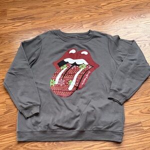 Gray Sweatshirt with  Rolling Stines Graphic Print